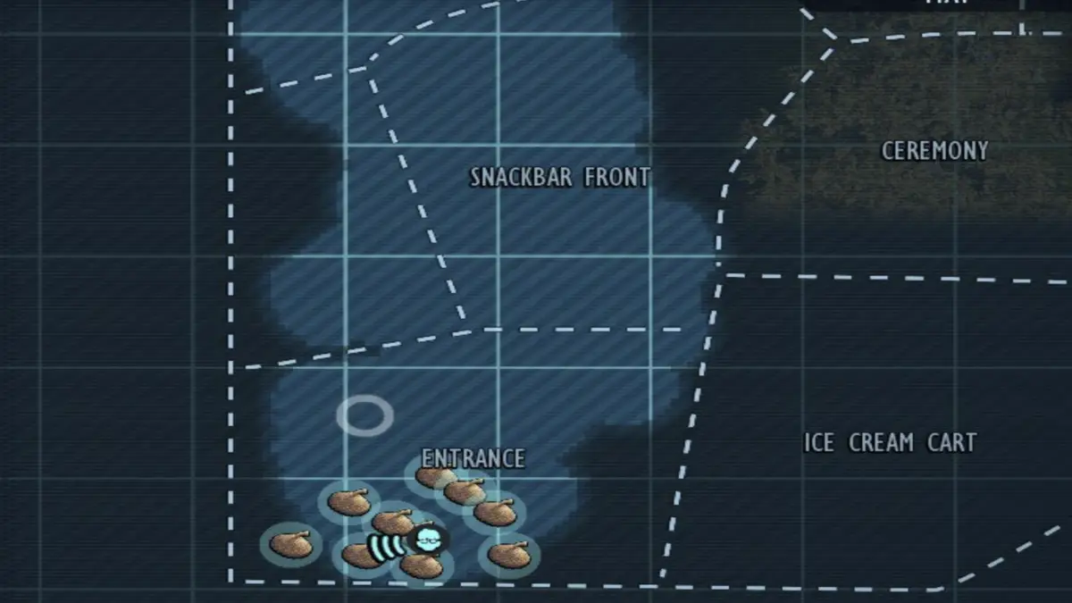 Acorn tops marked on the map at the Entrance zone in Grounded 2.