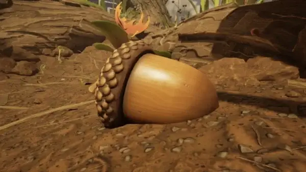 An in-game screenshot of an acorn used as a featured image for Where to Find Acorn Tops and Shells in Grounded 2.