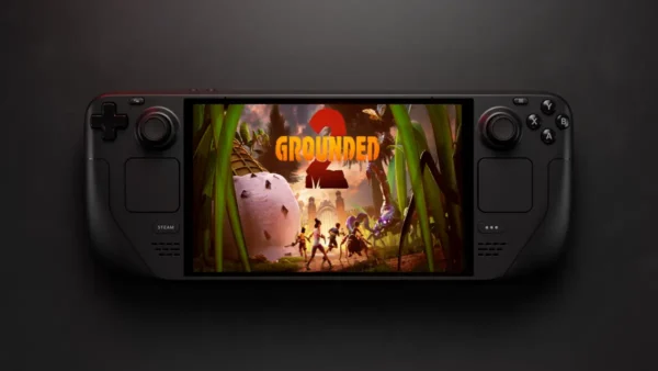 A picture of Steam Deck with Grounded 2 on the screen used as featured image for Can You Play Grounded 2 on Steam Deck and Grounded 2 Review?