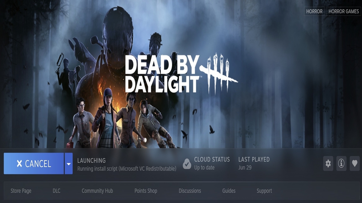 Launching Dead by Daylight using the Library page in my Steam Client
