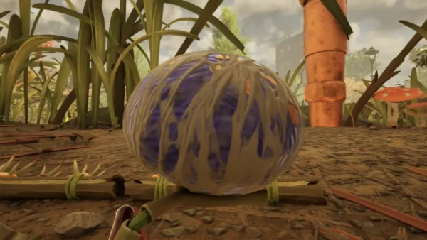 In-game screenshot of an orb weaver egg used as featured picture in how to hatch an orb weaver egg in grounded 2.