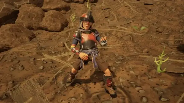 In-game screenshot of Pete playing air guitar used as feature image for grounded patch notes 0.1.2.