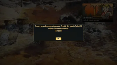Server Maintenance message in Fallout 76 used as featured image for Are Fallout 76 Servers Down?
