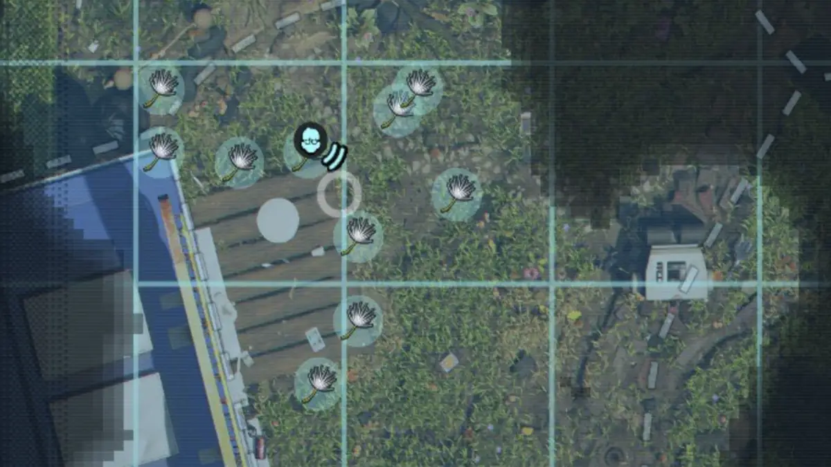 THe location of Dandelion Tufts marked on the map in Grounded 2.