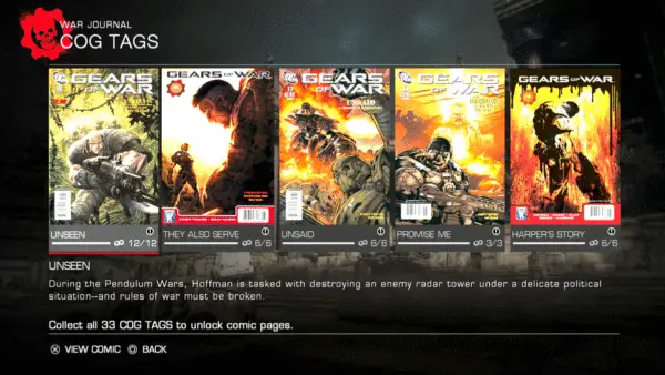 In-game screenshot of Comic Pages used as the feature image for All Gears of War COG Tag Locations