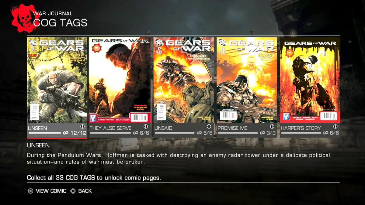 In-game screenshot of Comic Pages used as the feature image for All Gears of War COG Tag Locations