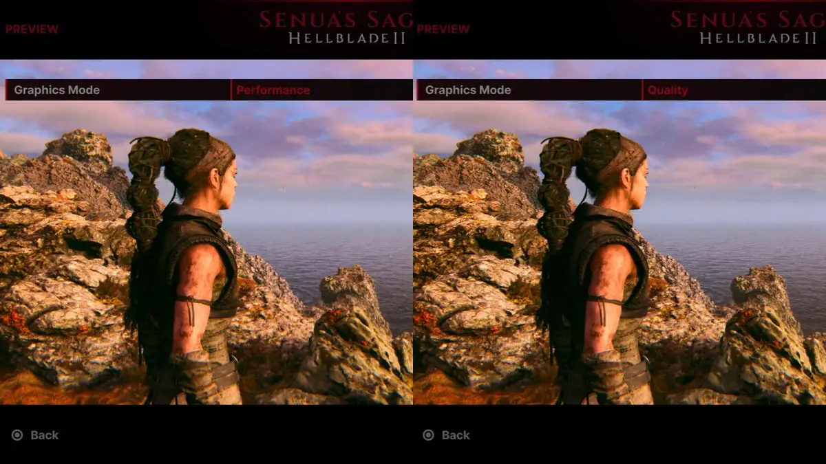Comparing Quality with Performance Mode in Senua's Saga Hellblade II