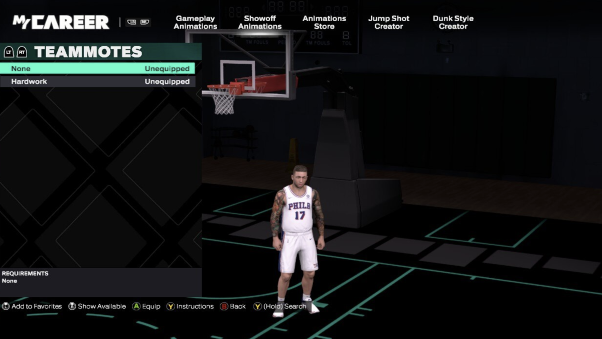 In-game screenshot of the Teammotes screen used as H2 image for How to Equip Teammote in NBA 2K26.