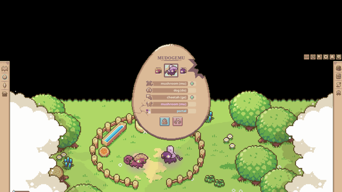 Screenshot of an egg hatching in Whimside
