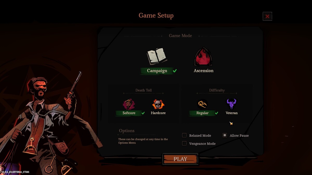 Looking at the updated Game Setup screen from the Hell Clock 1.0.2 update.