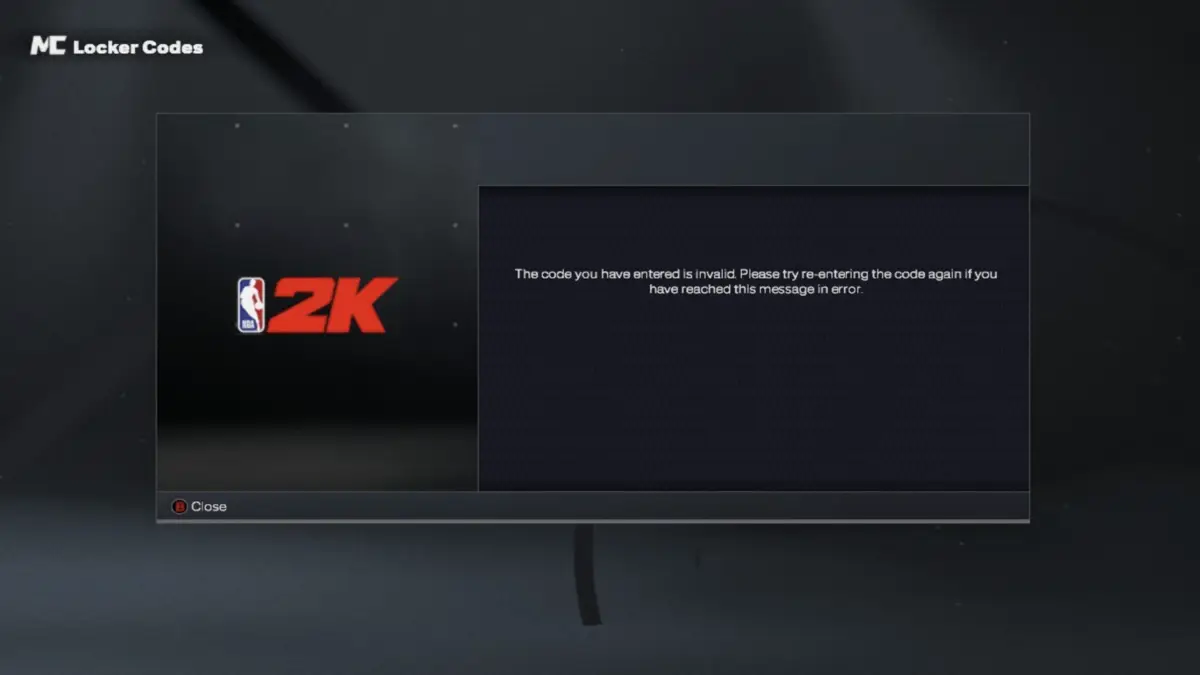 Locker Code Not Working in NBA 2K26