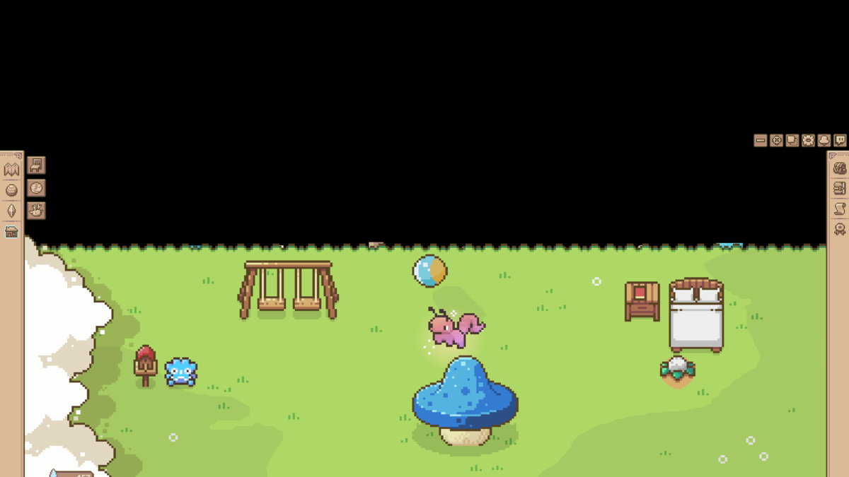 Screenshot of the garden in Whimside.