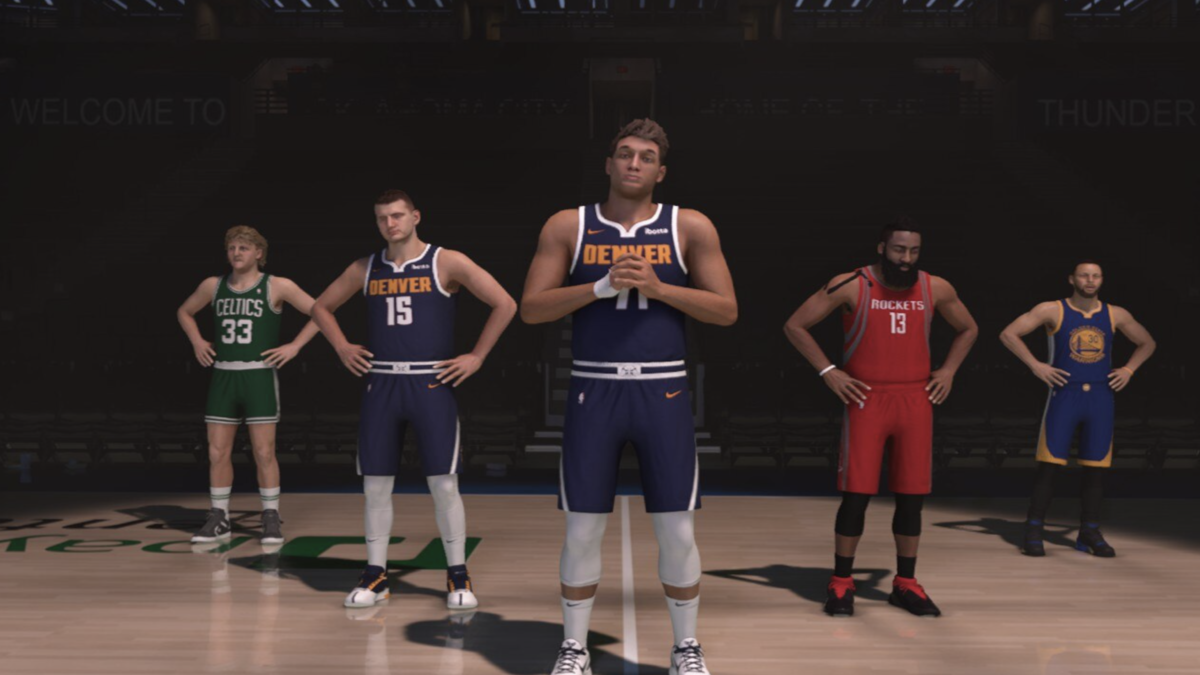 In-game screenshot of MP's dream team scene during MyCAREER.