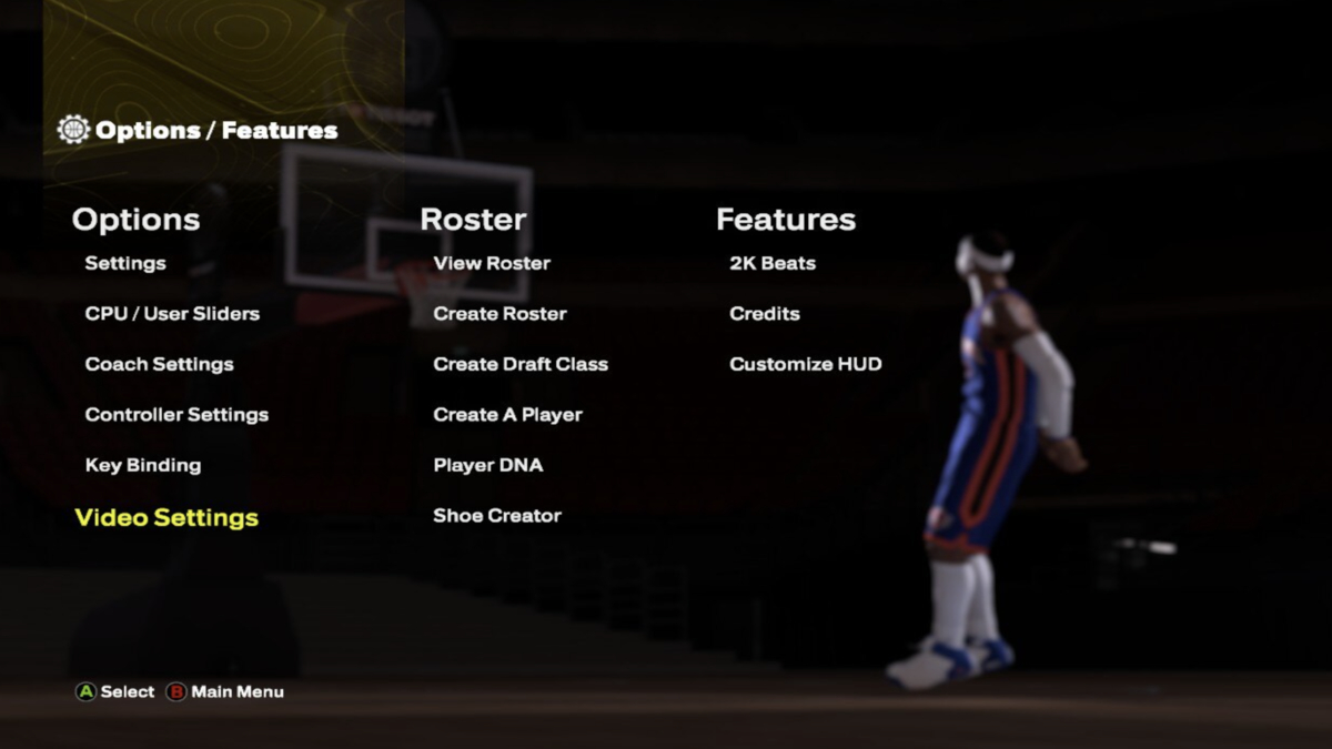 Screenshot of the in-game options menu uses as H2 image in Can You Play NBA 2K26 on Steam Deck.