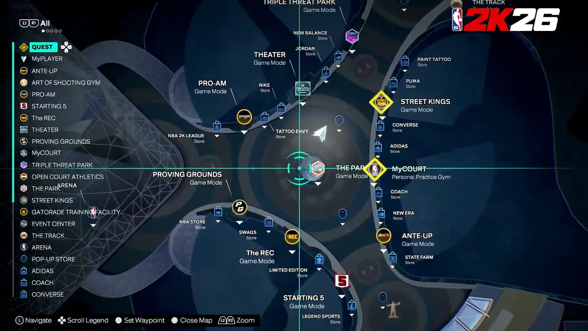 NBA 2K26 The City Map