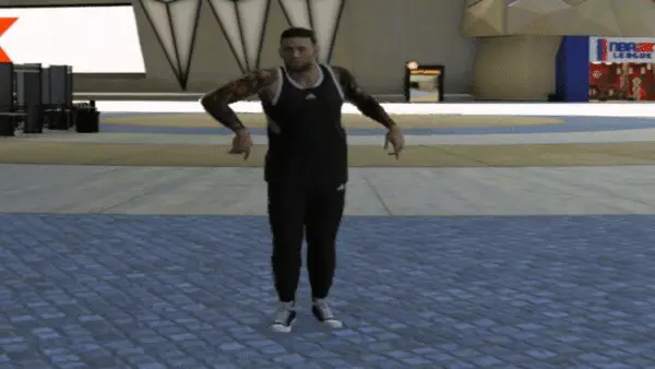 In-game screenshot of MP doing a Teammote used as a featured image for How to Equip a Teammote in NBA 2K26.