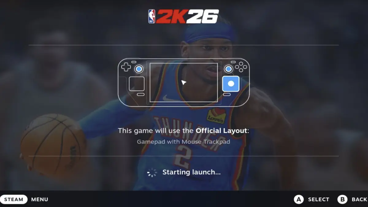 Screenshot of NBA 2K26 launching on the Steam Deck used as H2 image for Can You Play NBA 2K26 on Steam Deck.