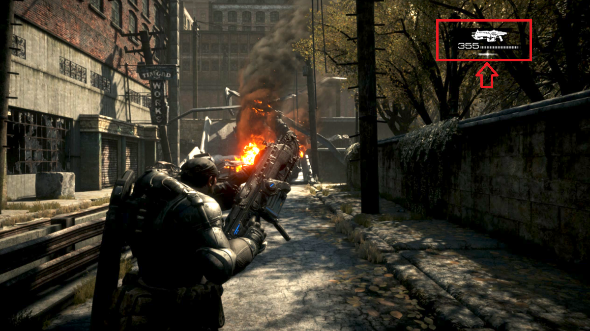 In-game screenshot showing how to reload in gears of war reloaded.