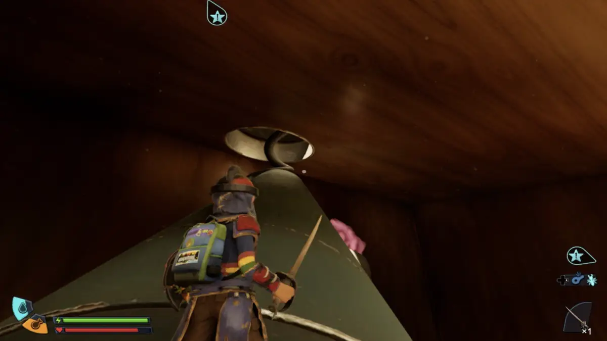 Step 15 - Climbing up the microphone cable in Grounded 2.