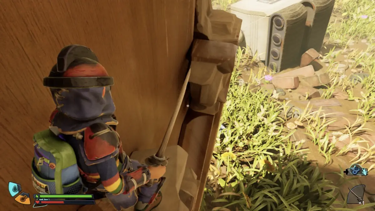 Step 9 - jumping across the gap to the other ledge in Grounded 2.
