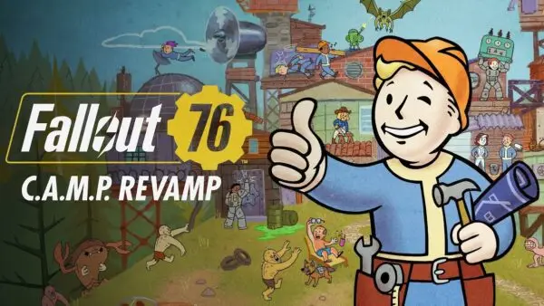 Promotional artwork for Fallout 76 C.A.M.P. Revamp news piece.