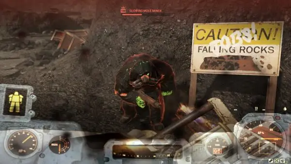 In-game screenshot of a player fighting a mole miner used as featured image for Fallout 76 Mole Miner Locations guide.