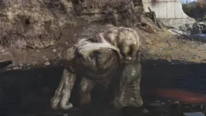 In-game screenshot using photo mode of a Grafton Monster used as featured imaged for Fallout 76 Grafton Monster locations guide.