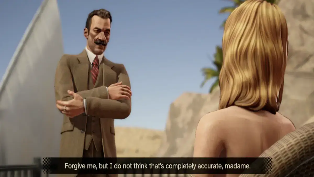 Piorot Talking to Linnet used as featured image for Death on the Nile voice actors