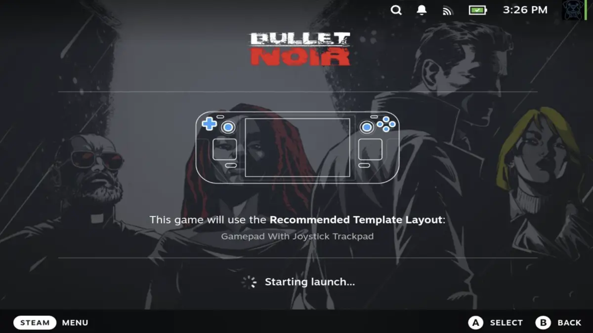 Playing Bullet Noir on Steam Deck