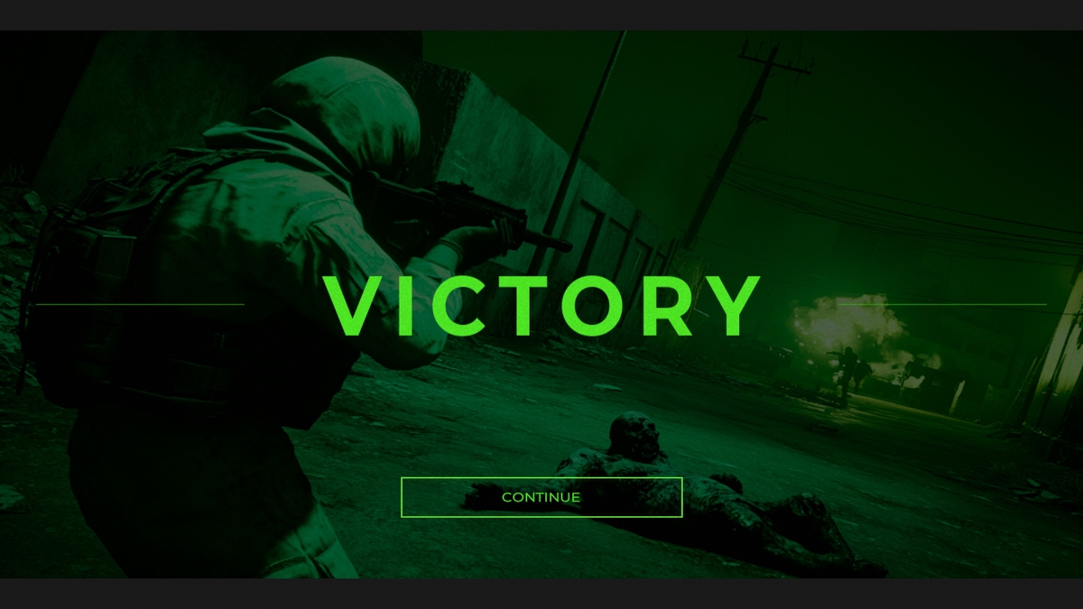 In-game screenshot of the Victory screen in Quarantine Zone: The Last Check Demo