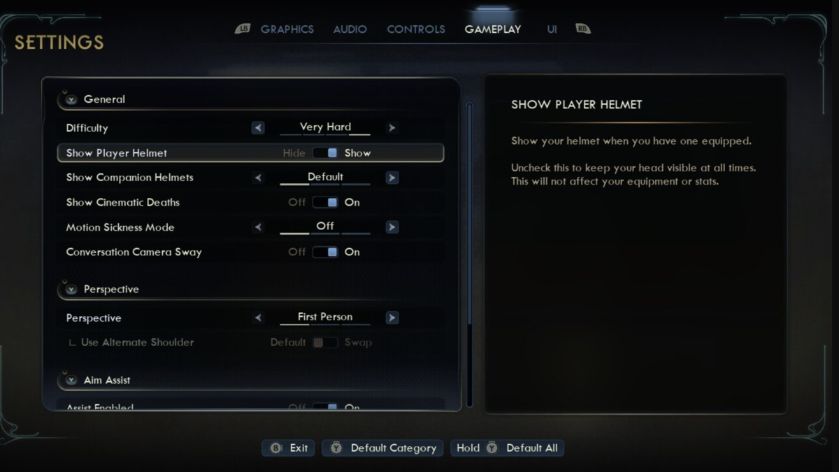 Gameplay Settings to Hide Your Helmet in The Outer Worlds 2