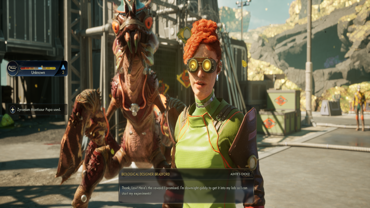 Giving the Pupa to Bradford in The Outer Worlds 2