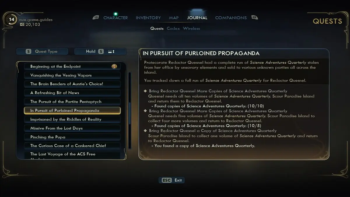 In Pursuit of Purloined Propaganda Quest in The Outer Worlds 2