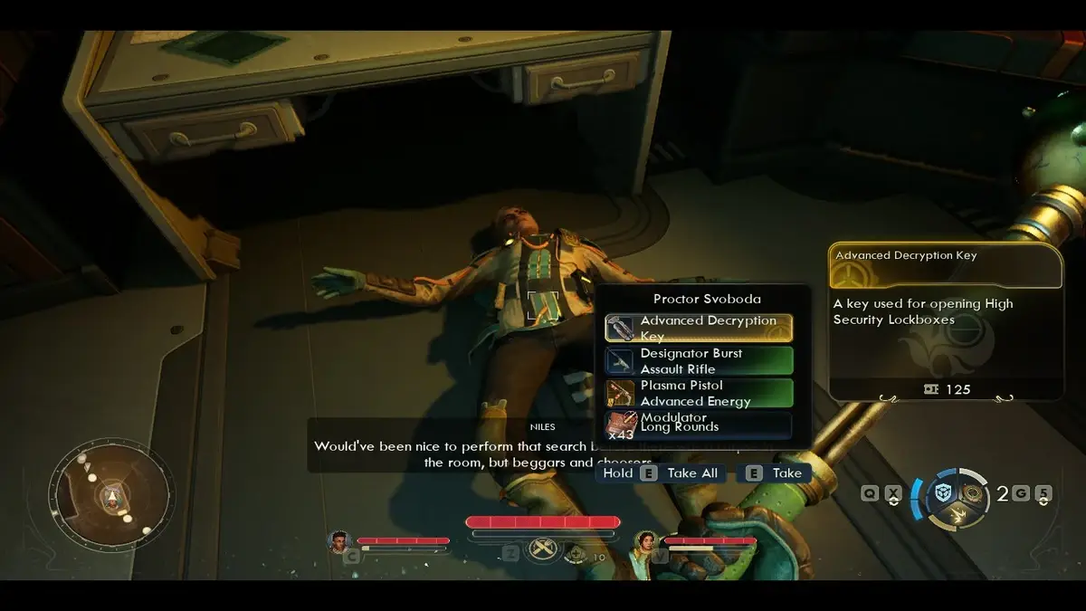 Looting Proctor Svoboda in The Outer Worlds 2