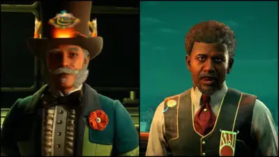 In-game screenshot of Milverstreet and Hogarth in The Outer Worlds 2