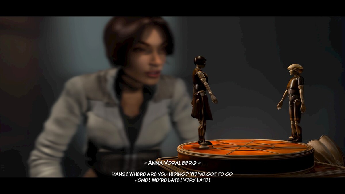 Kate listening to cylinder in Syberia Remastered Review