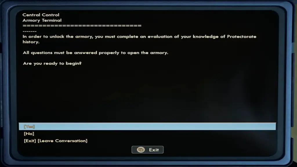 Central Control Armory Terminal in The Outer Worlds 2