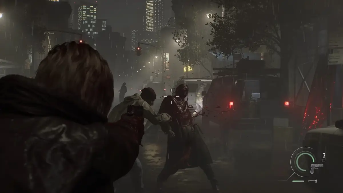 Screenshot of Leon S. Kennedy shooting a zombie in Resident Evil Requiem used as an H2 image for multiplayer guide.
