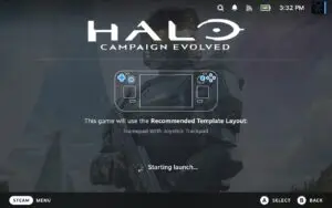 Screenshot of Halo Campaign Evolved launching on Steam Deck used as the featured image for Best Steam Settings guide