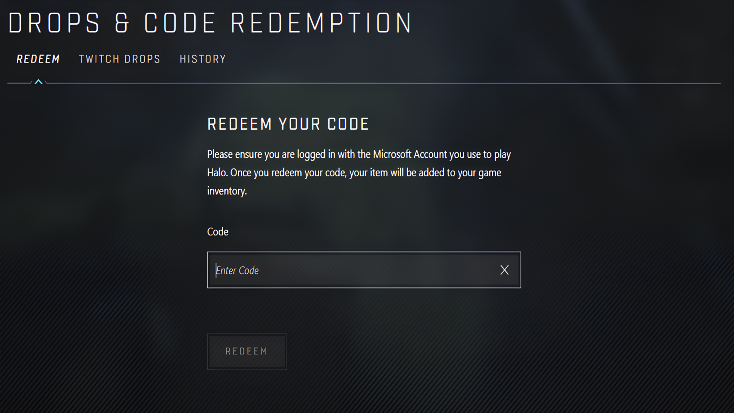 Drops & Code Redemption on Halo Waypoint