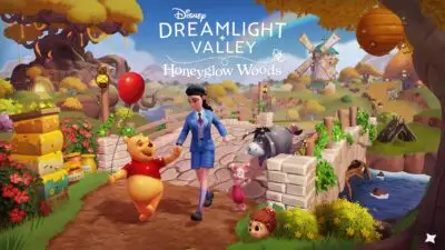 Key Art for Dreamlight Valley Honeyglow Woods used as featured image for game review.