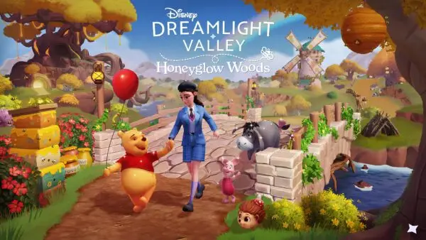 Key Art for Dreamlight Valley Honeyglow Woods used as featured image for game review.