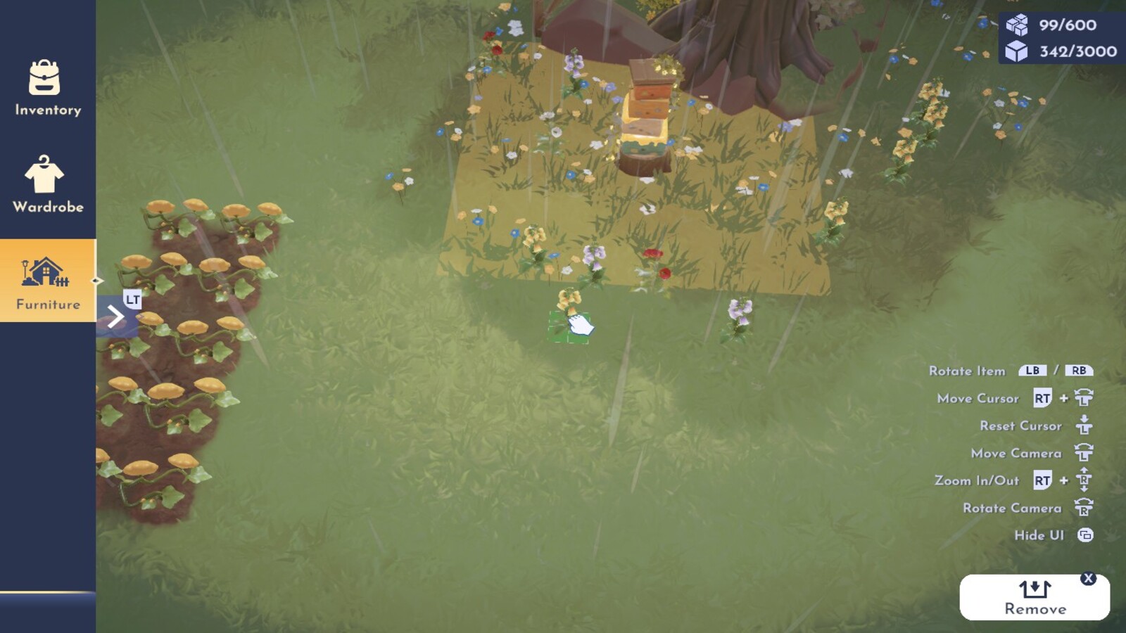 Placing a Flower Next to a Beehouse in Dreamlight Valley