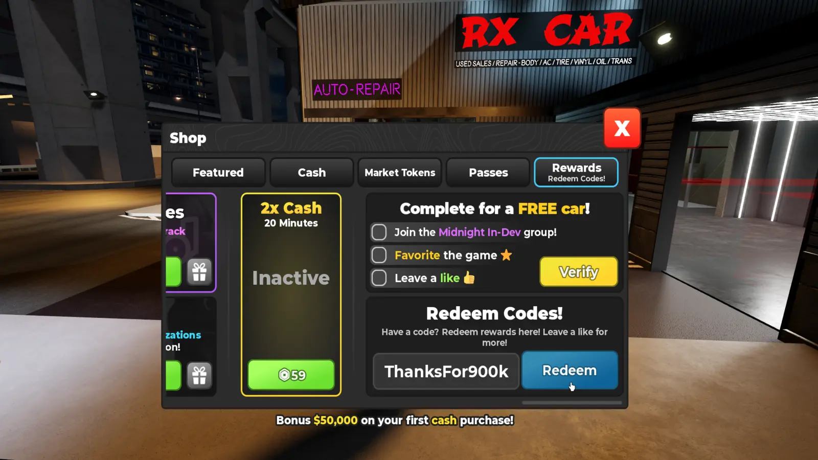 Redeeming Codes in Midnight Chasers Roblox