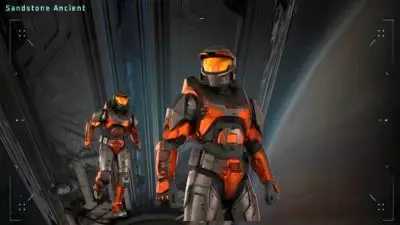 Screenshot of Sandstone Ancient Armor Style Skin in Halo Campaign Evolved used as featured image for skin codes guide.