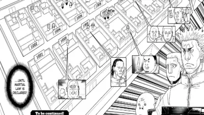 Snip from Hunter x Hunter Chapter 413 used as the featured image for 414 spoilers summary guide.