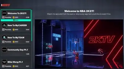 Screenshot of player Answering Episode 1 Answers in NBA 2K27 2KTV used as featured image.