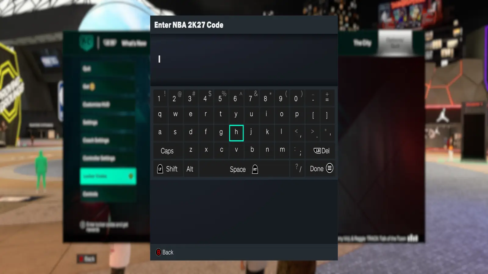 Entering a Locker Code in NBA 2K27