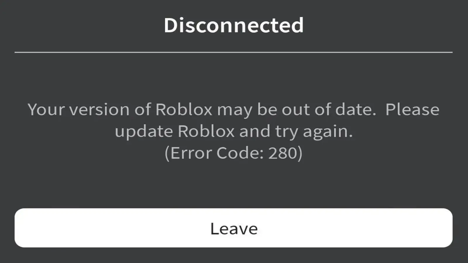 Roblox Error Code 280