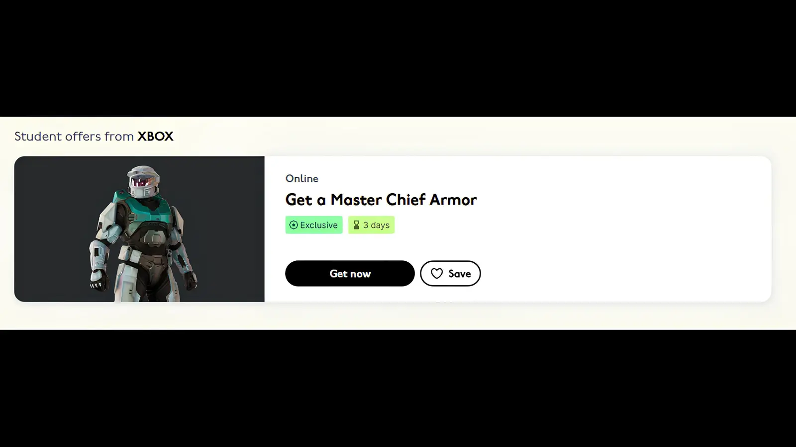 Screenshot of the Master Chief Picture from UNiDAYS Website